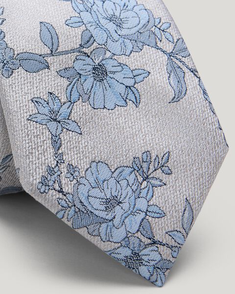 Tonal Floral Silk Tie, Stone/Blue, hi-res
